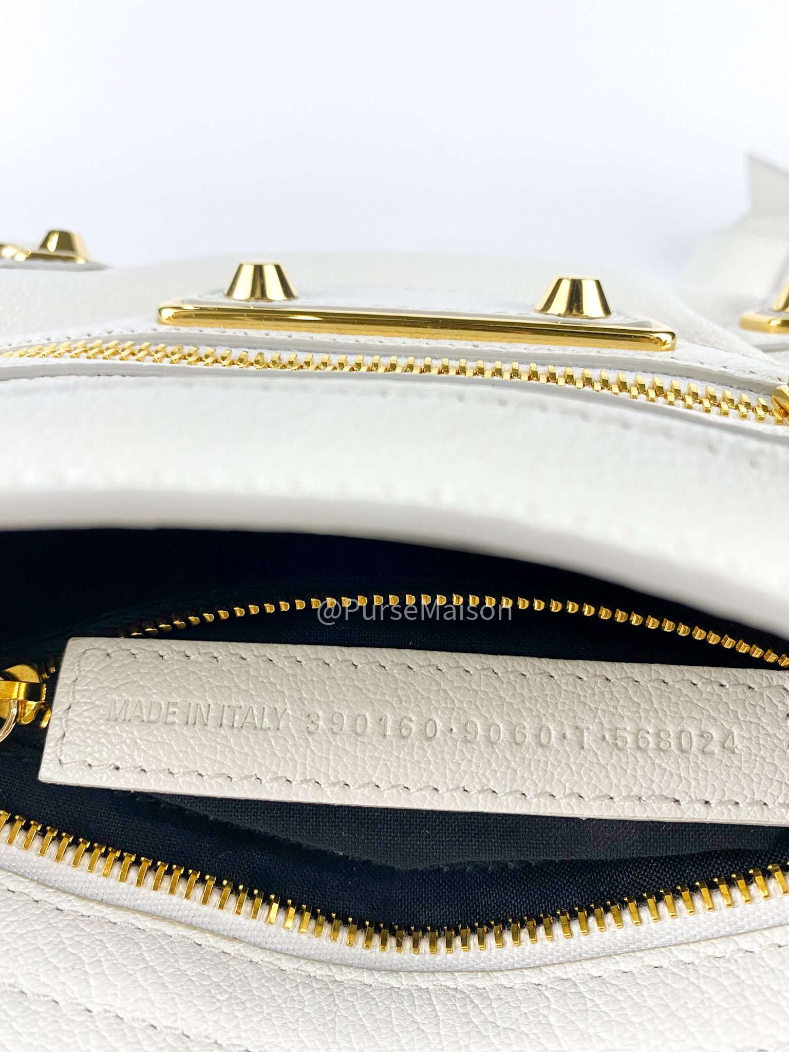 Balenciaga Metallic Edge Mini City White in Gold Hardware