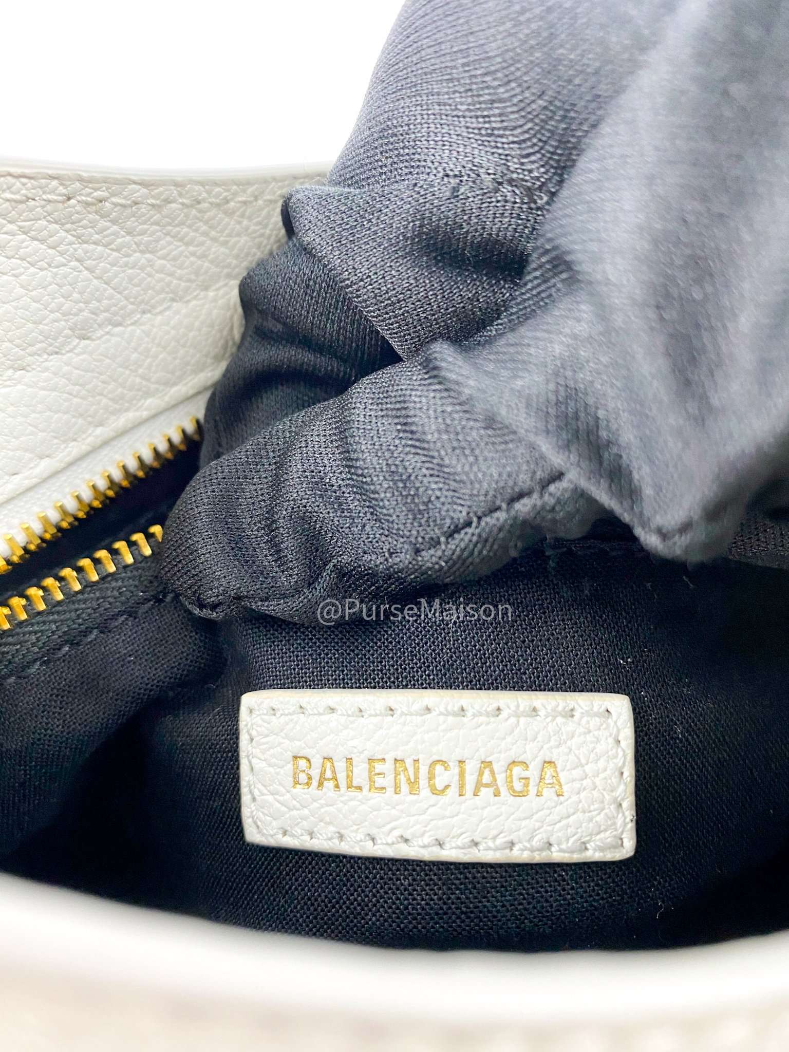 Balenciaga Metallic Edge Mini City White in Gold Hardware