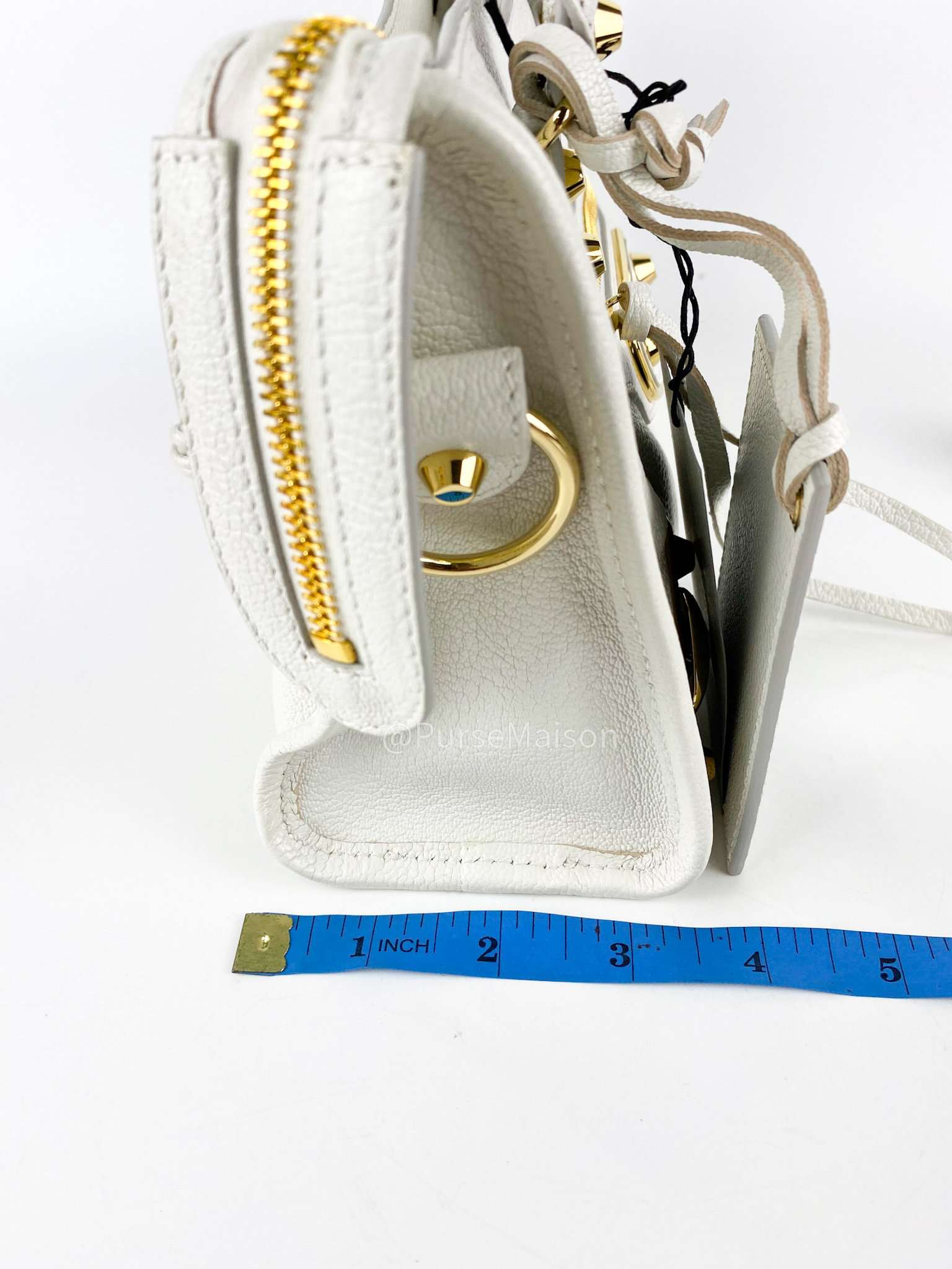 Balenciaga Metallic Edge Mini City White in Gold Hardware