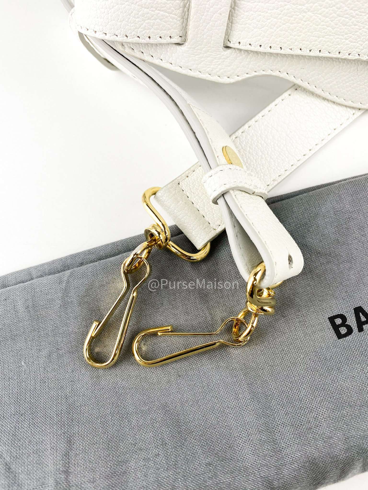 Balenciaga Metallic Edge Mini City White in Gold Hardware