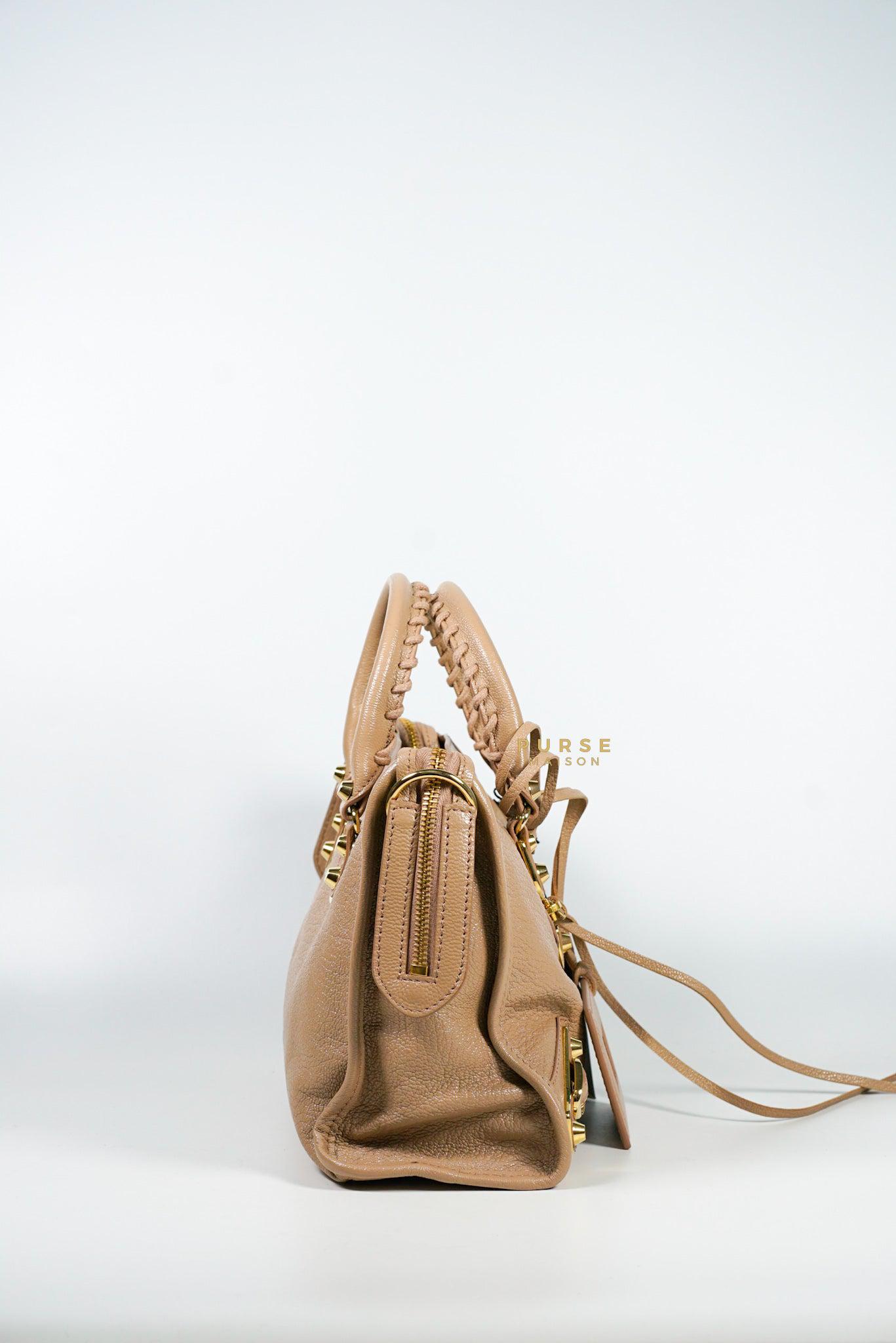 Balenciaga Metallic Edge Sahara Beige Small in Gold Hardware