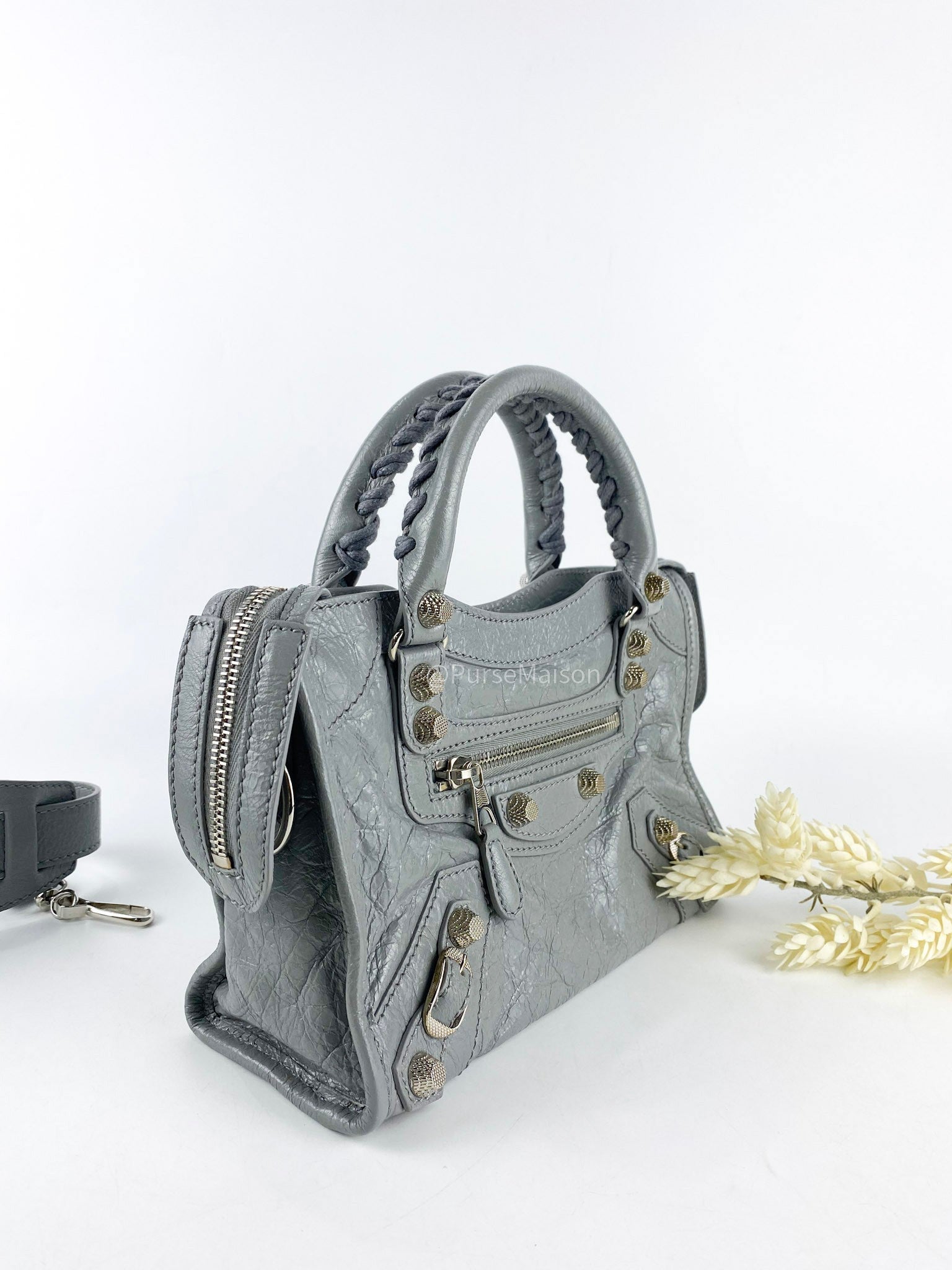 Balenciaga Mini City Metallic Silver Giant12 Hardware with Entrupy