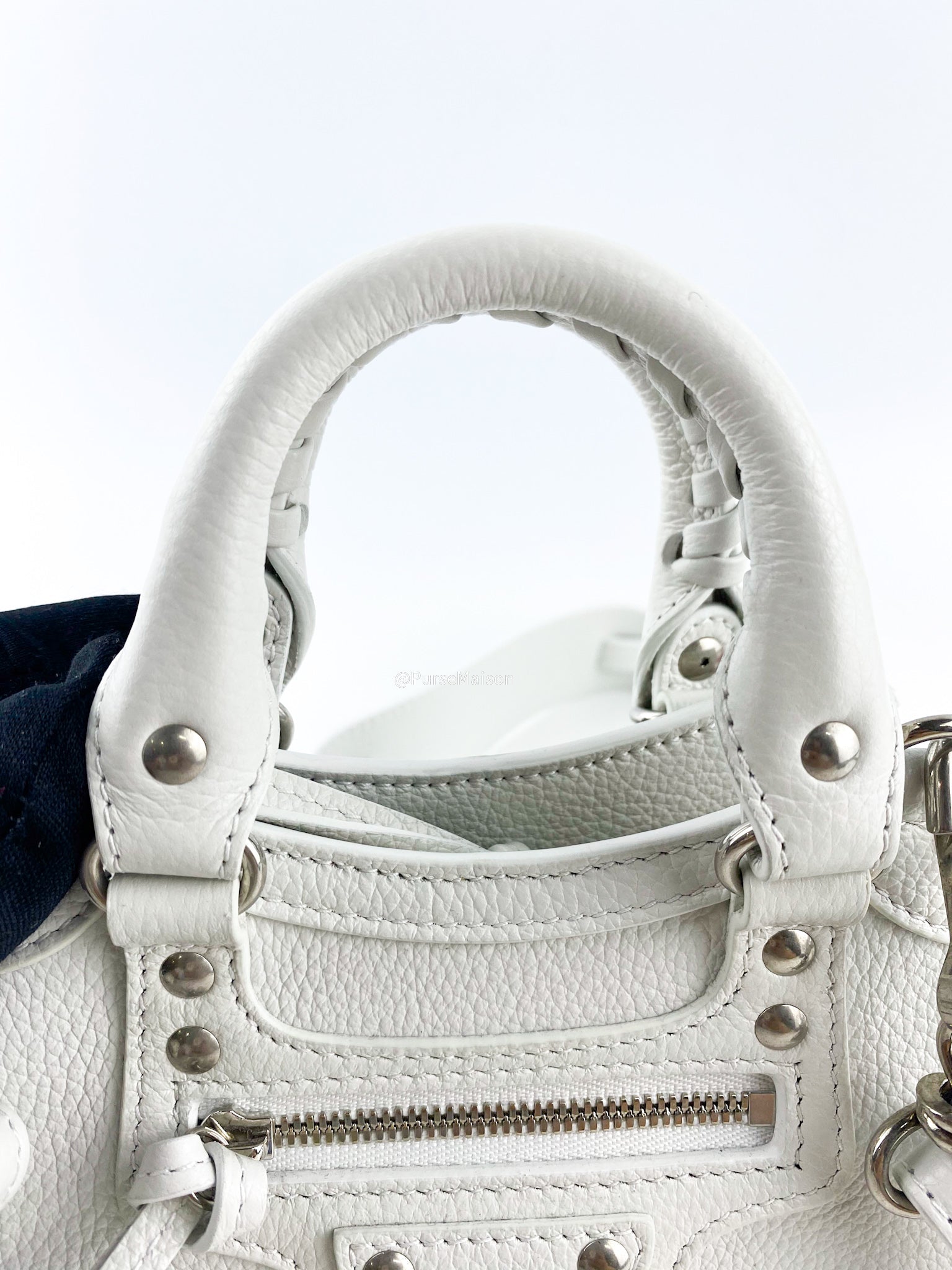 Balenciaga Nano Neo White Silver Hardware Goatskin