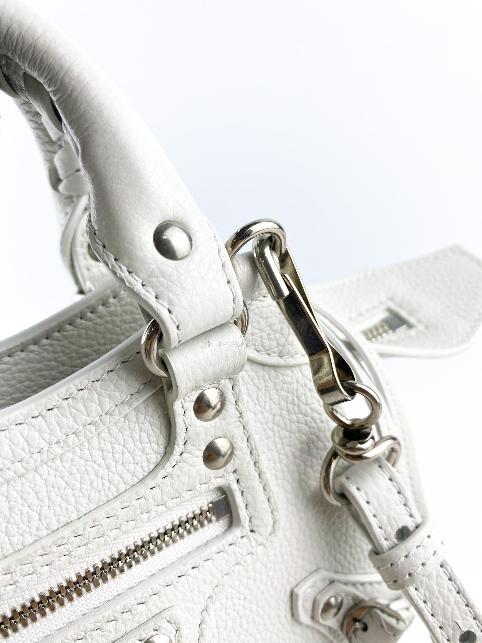 Balenciaga Nano Neo White Silver Hardware Goatskin