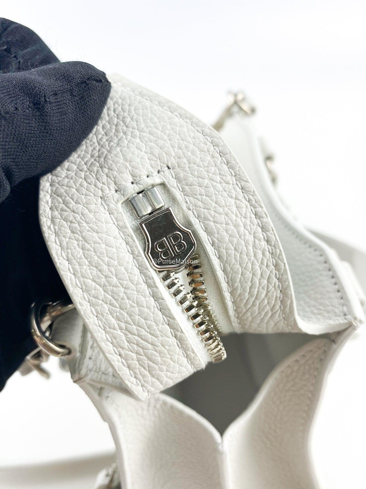 Balenciaga Nano Neo White Silver Hardware Goatskin