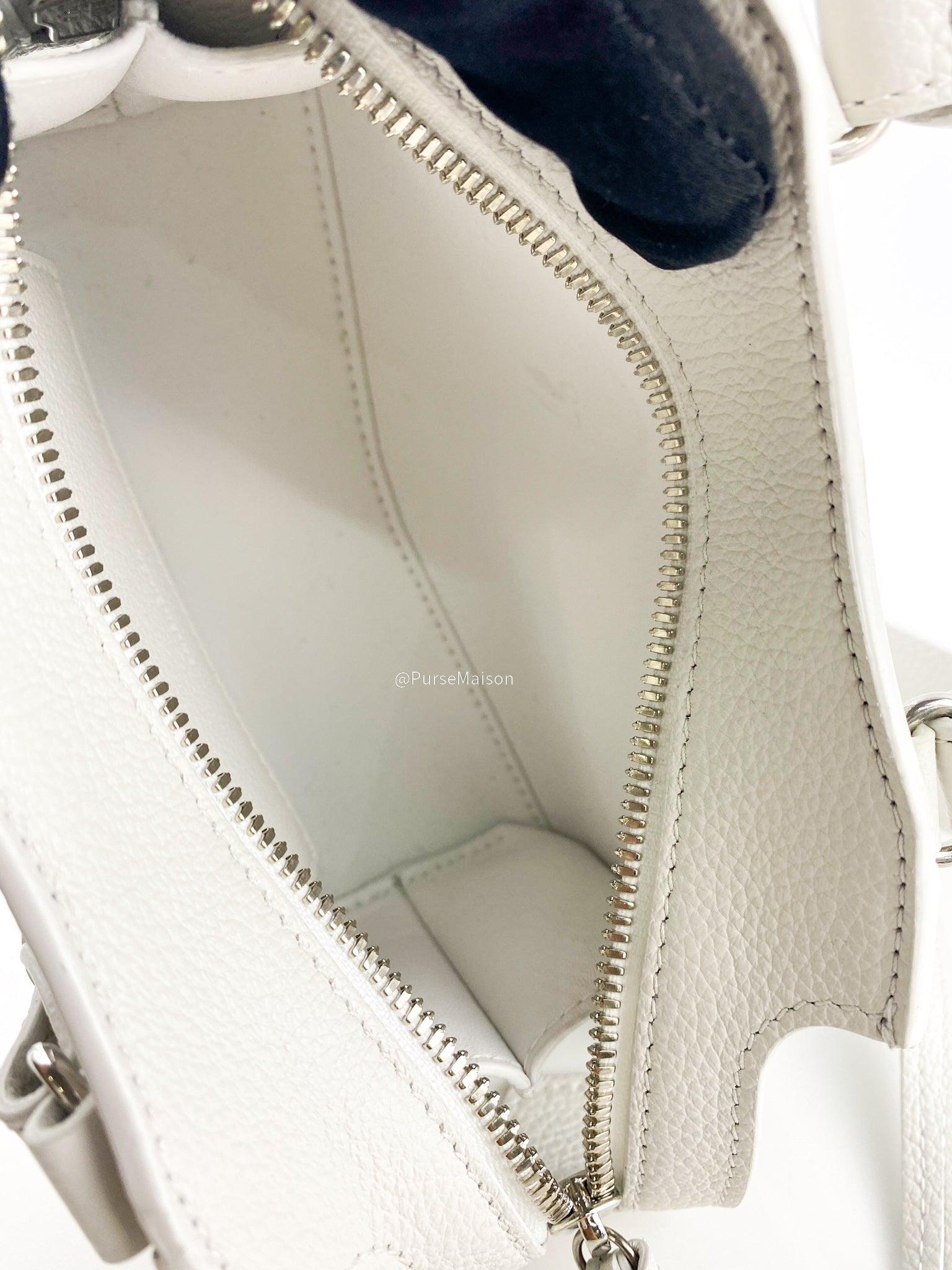 Balenciaga Nano Neo White Silver Hardware Goatskin