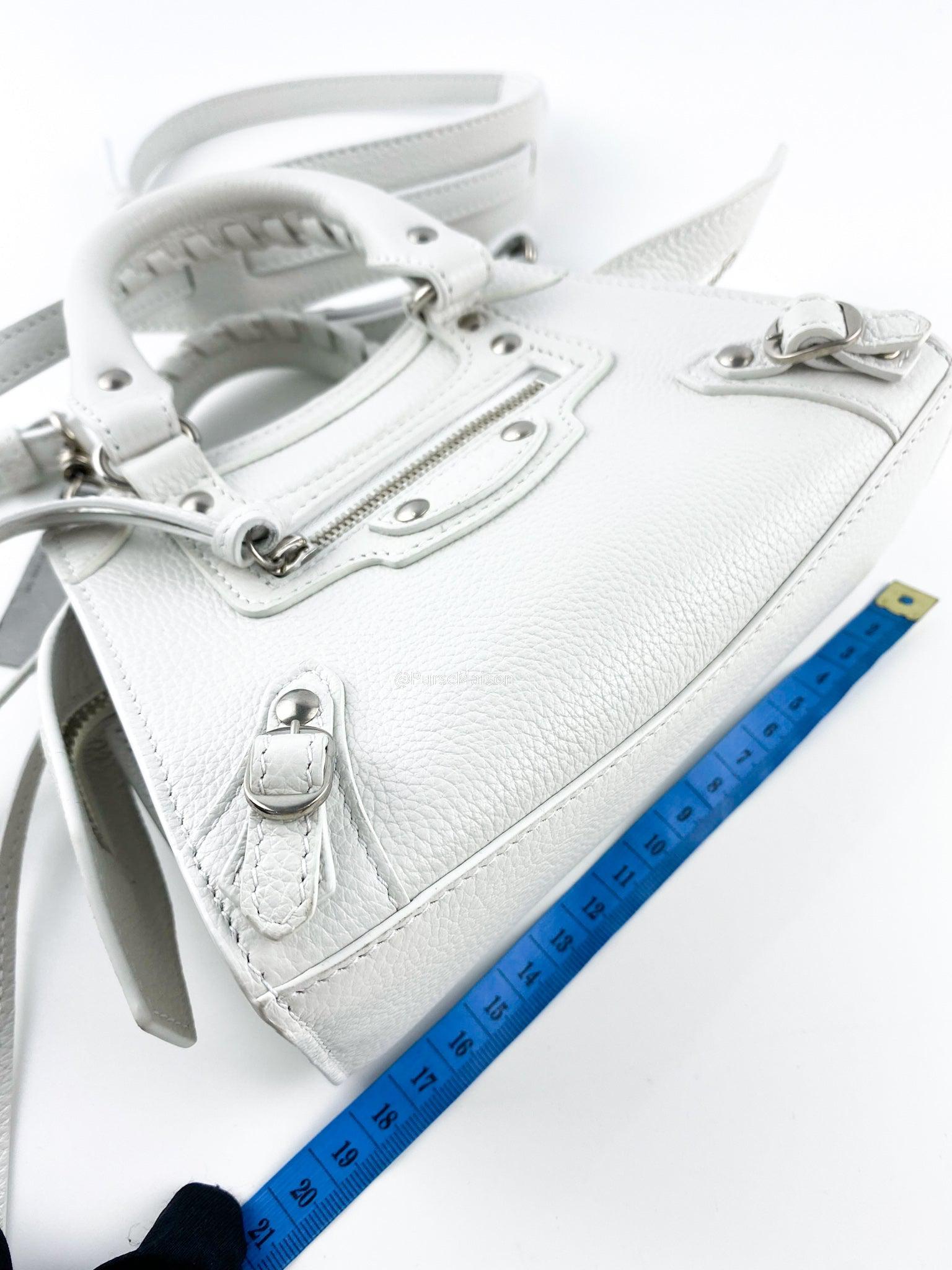 Balenciaga Nano Neo White Silver Hardware Goatskin