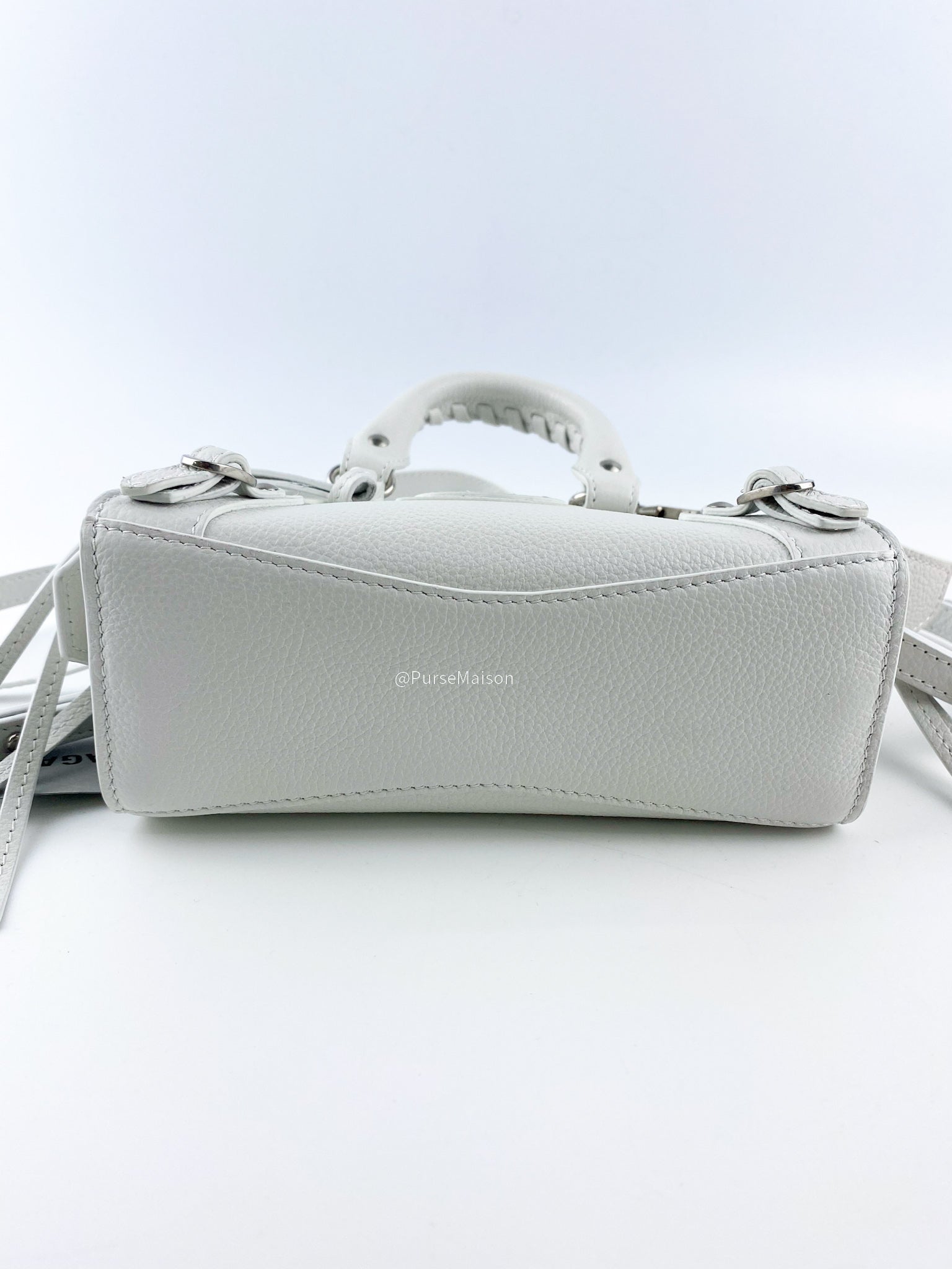 Balenciaga Nano Neo White Silver Hardware Goatskin