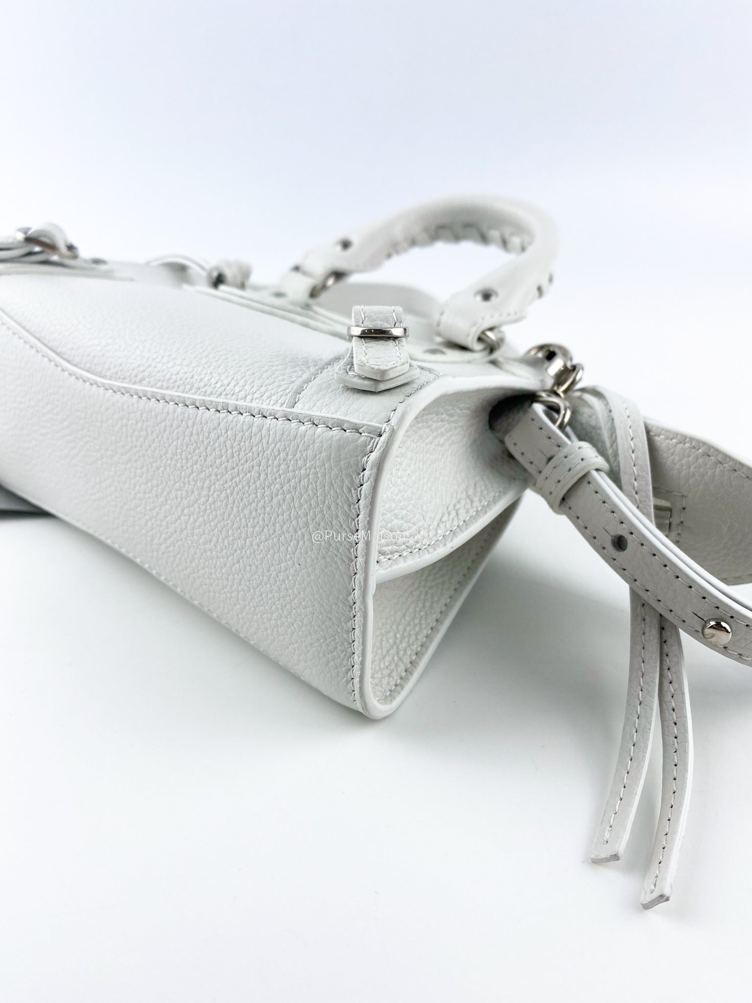 Balenciaga Nano Neo White Silver Hardware Goatskin