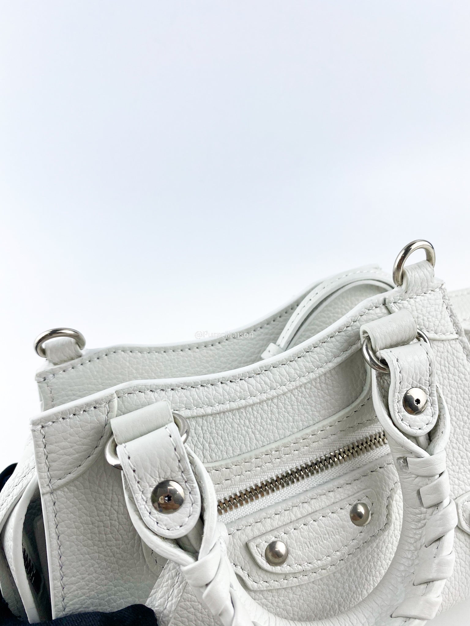 Balenciaga Nano Neo White Silver Hardware Goatskin