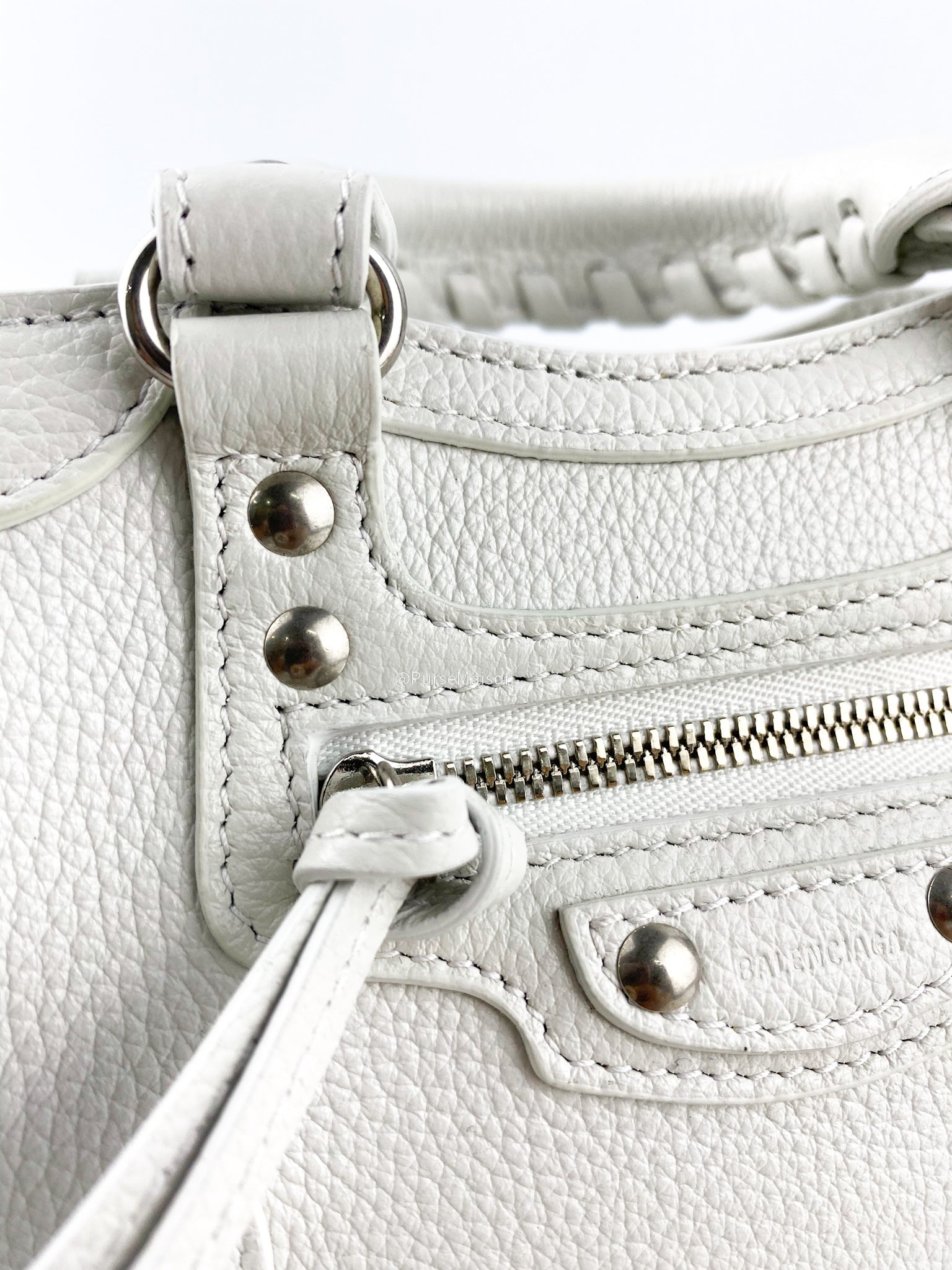 Balenciaga Nano Neo White Silver Hardware Goatskin