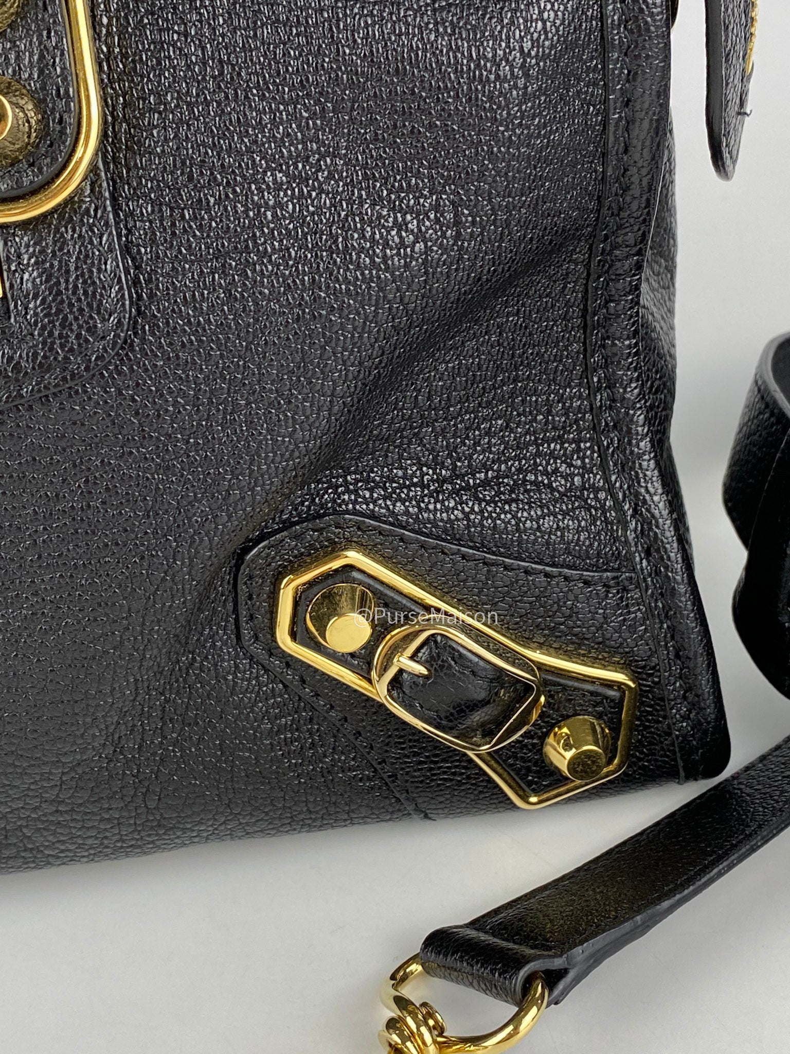 Balenciaga Small City Metallic Edge in Gold Hardware