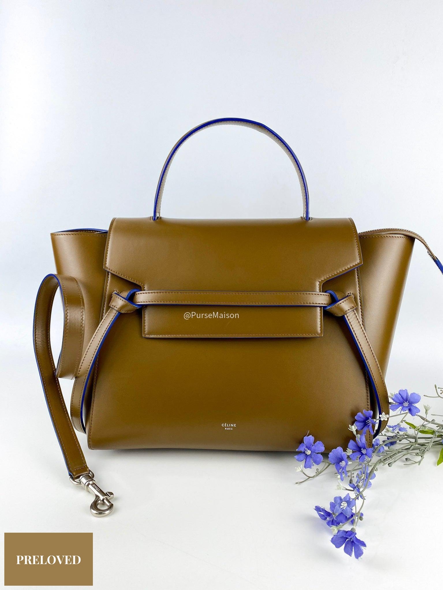 Celine Micro Belt Bag in Brown Smooth Calfskin and Silver Hardware