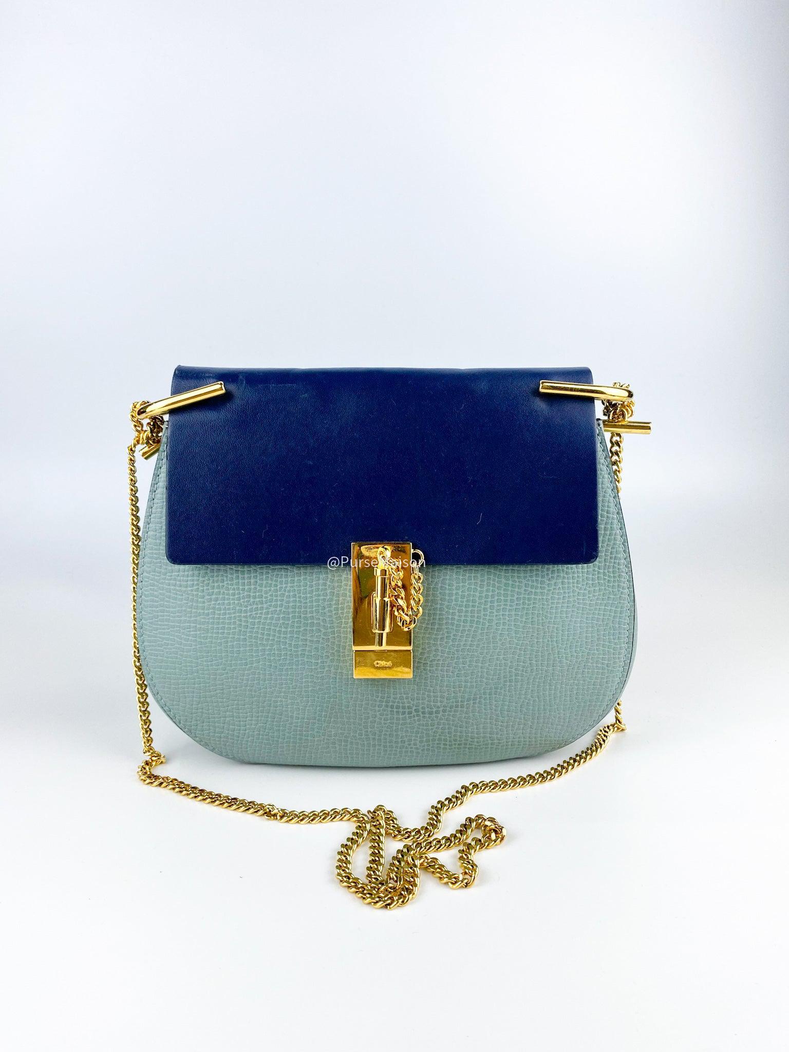 Chloe Drew Small Cloudy Blue Chain Crossbody Bag with Entrupy