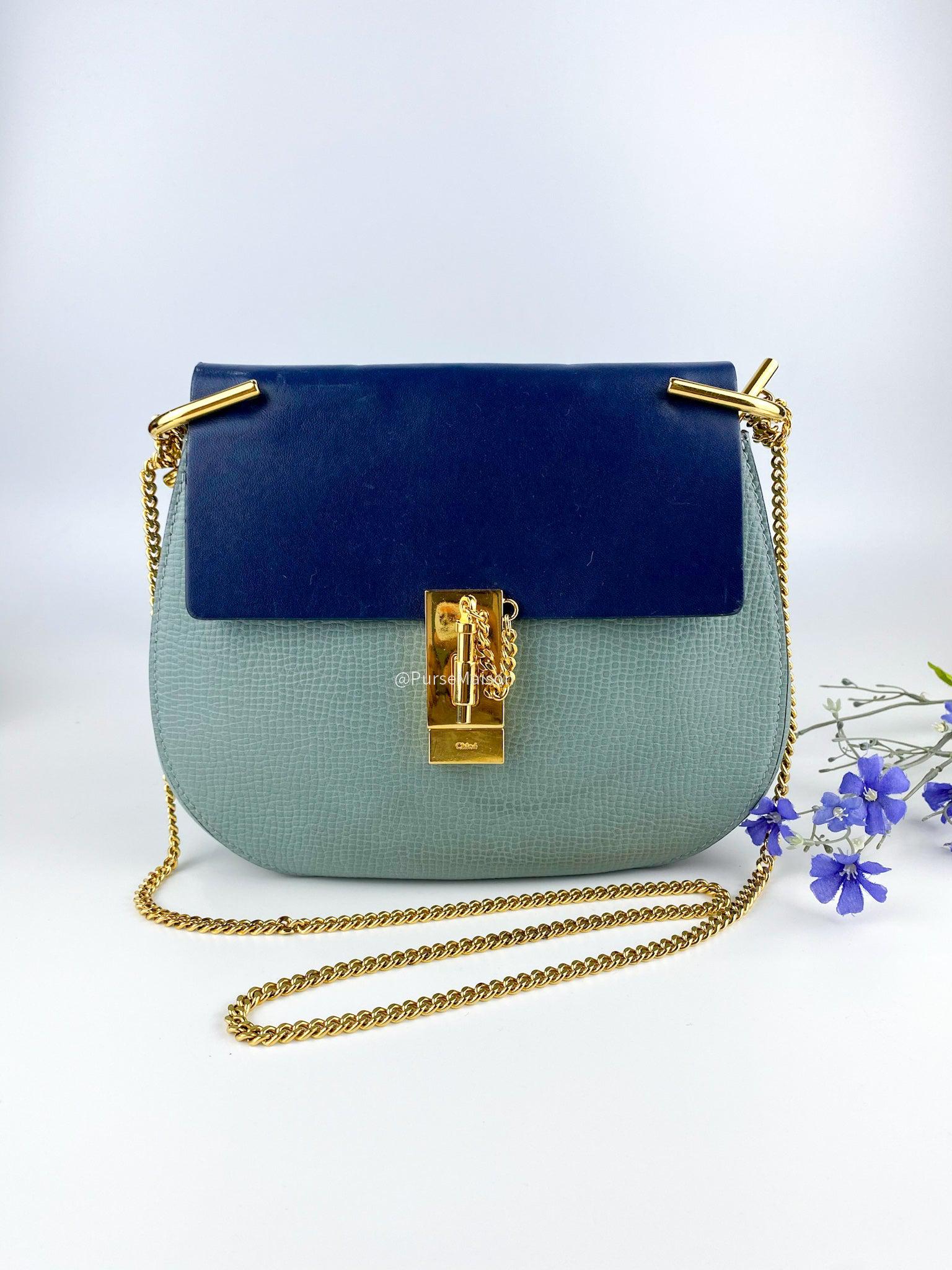 Chloe Drew Small Cloudy Blue Chain Crossbody Bag with Entrupy