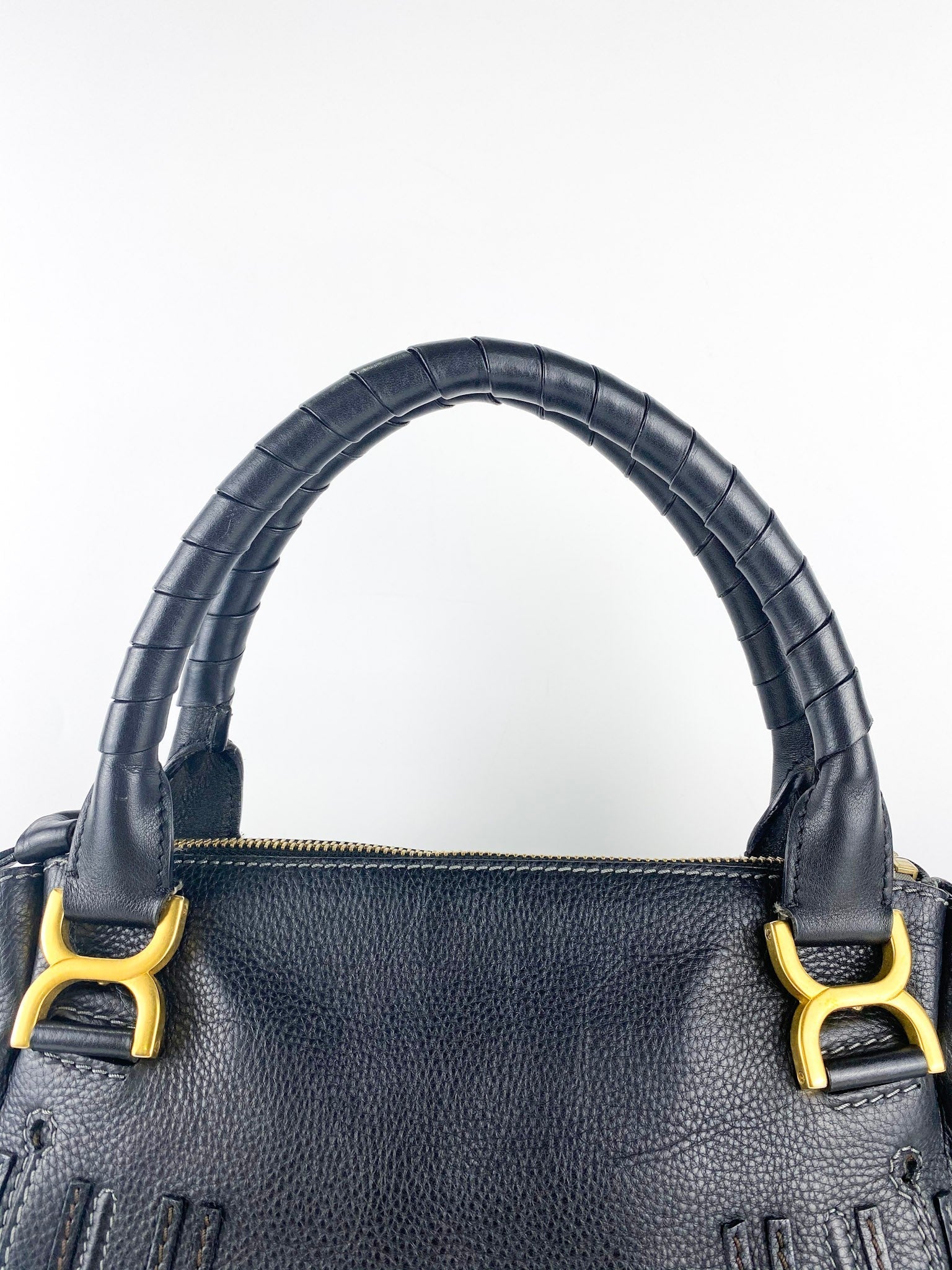 Chloe Marcie Medium Pebbled Calfskin Leather Black Hobo Bag