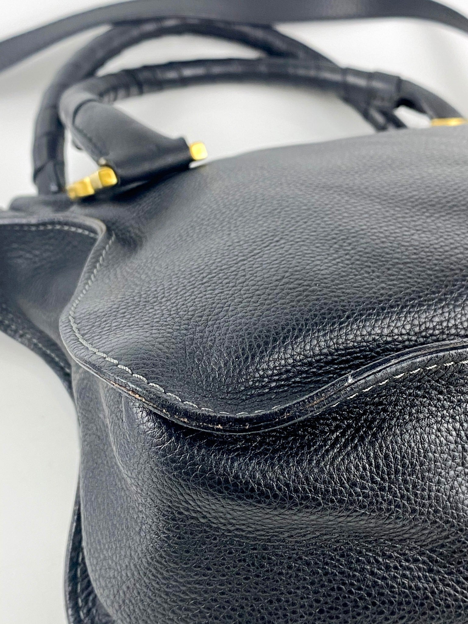 Chloe Marcie Medium Pebbled Calfskin Leather Black Hobo Bag