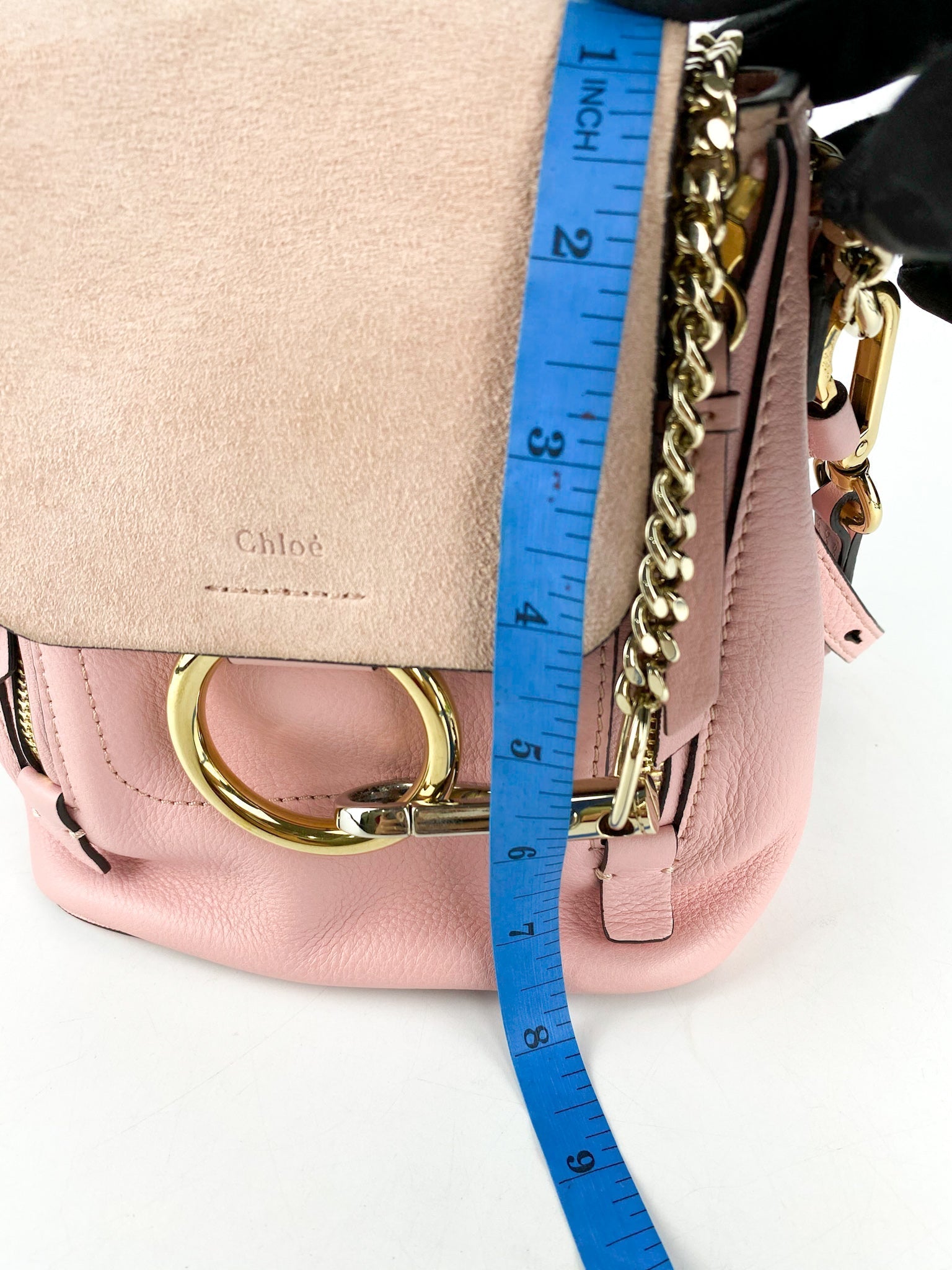 Chloe Suede Calfskin Mini Faye Backpack Washed Pink