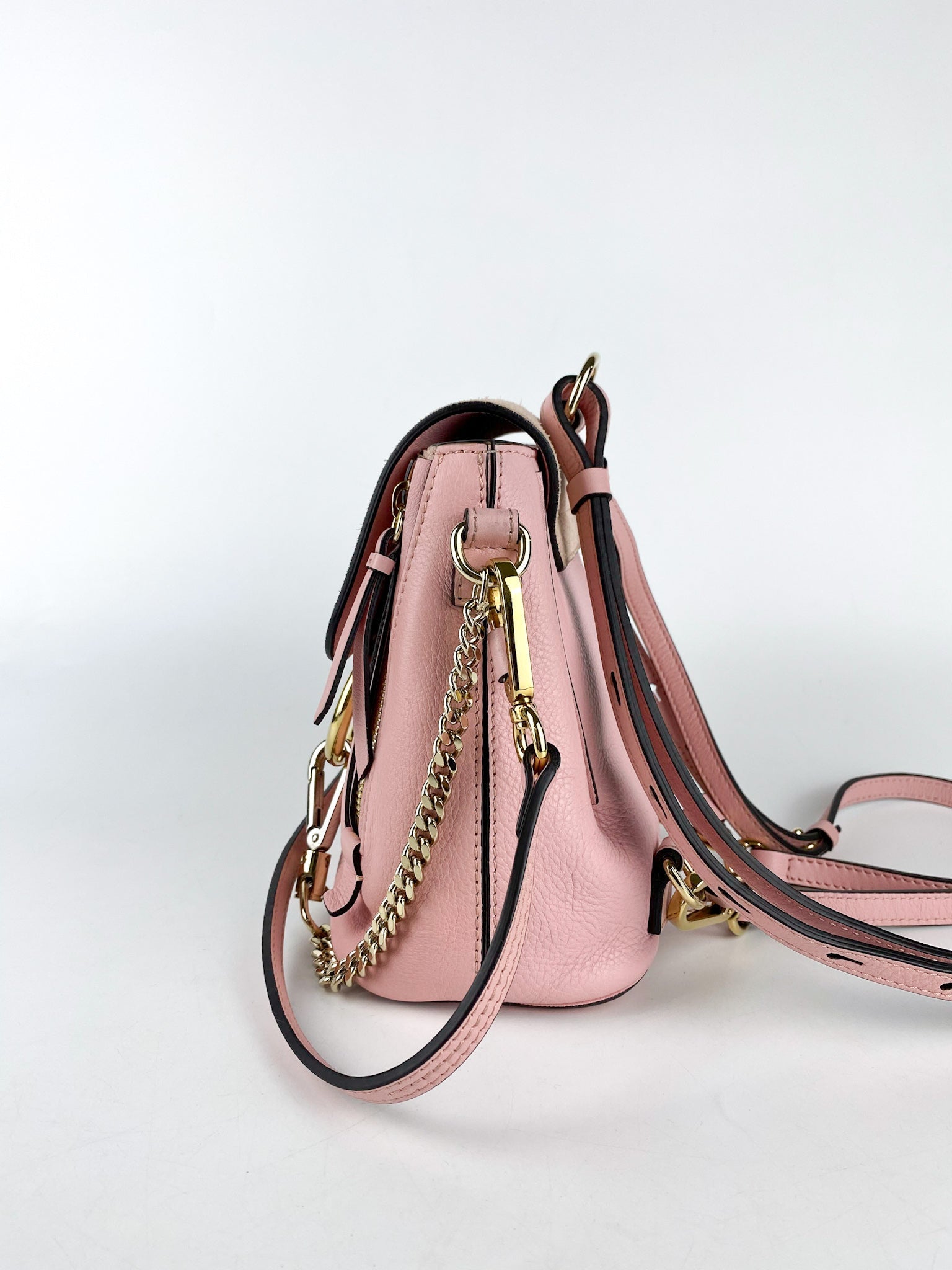 Chloe Suede Calfskin Mini Faye Backpack Washed Pink