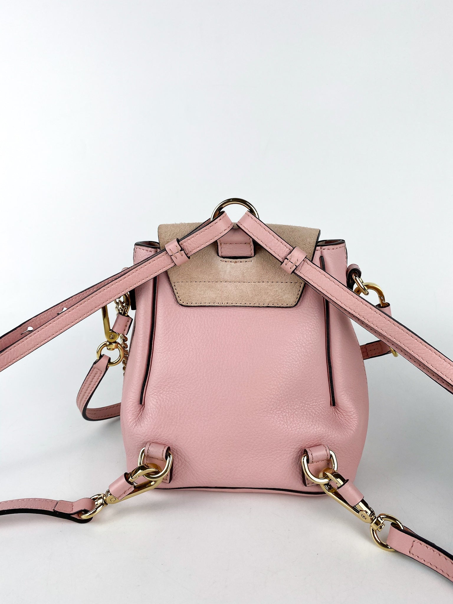 Chloe Suede Calfskin Mini Faye Backpack Washed Pink