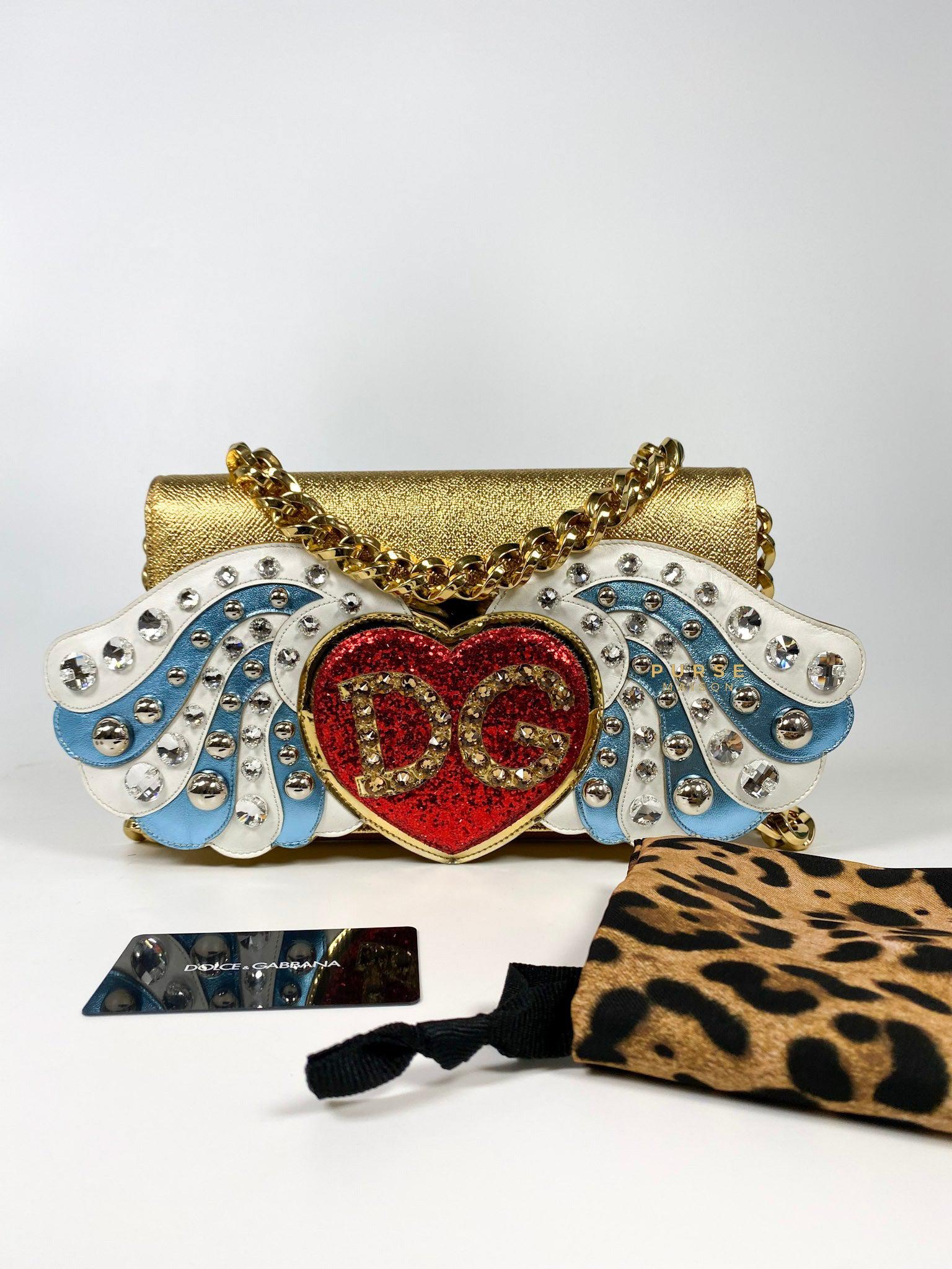 Dolce & Gabbana DG Angel Gold Embellished Metallic Chain Bag