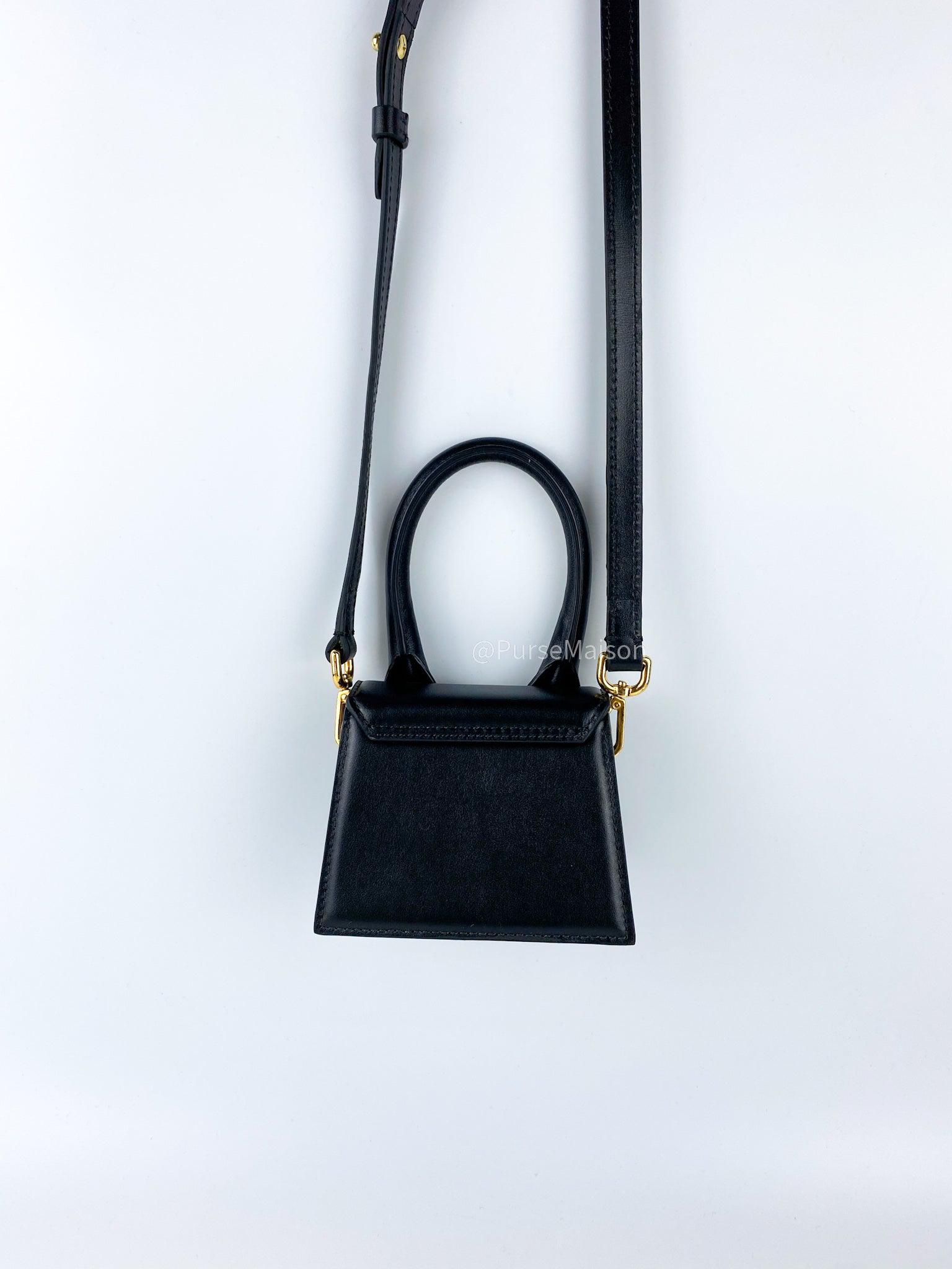 Jacquemus Le Chiquito Black Leather Mini Bag in Gold Hardware