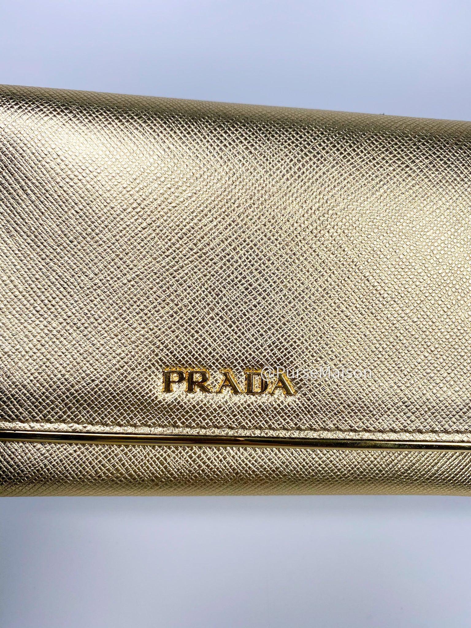 Prada 1MC004 Saffiano Metal Platino Slim Wallet and Cardholder