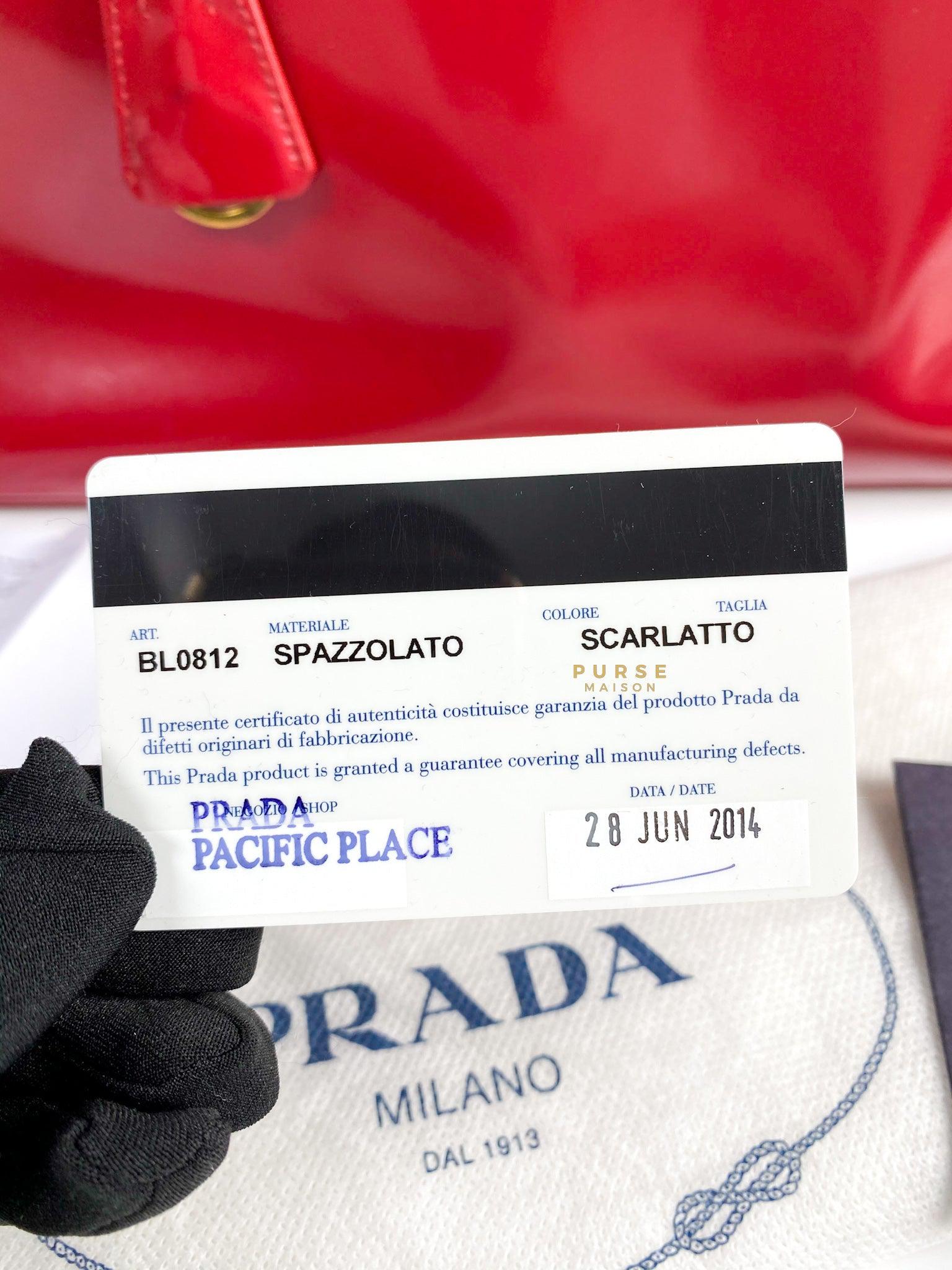 Prada BL0812 Spazzolato Scarlatto Hand Bag